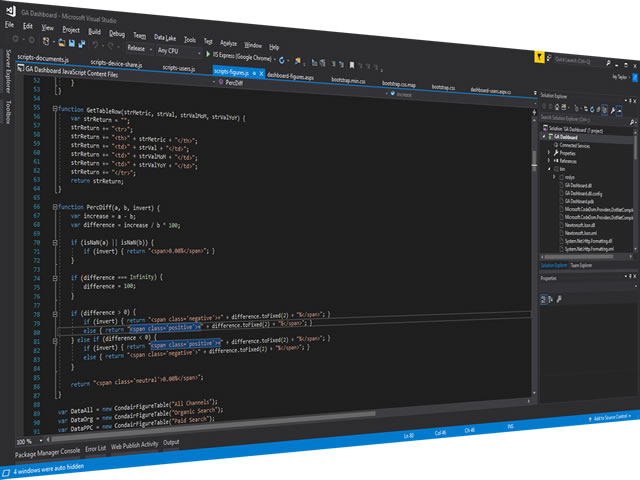 Creating a dashboard site in Visual Studio 2017